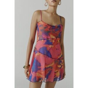 Urban Outfitters UO Moxie Mesh Mini Slip Dress Pink Size XS Cute